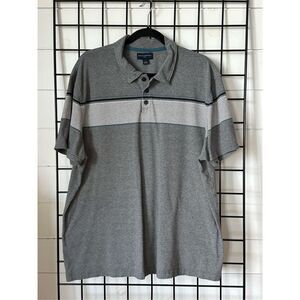 Banana Republic Striped Cotton Short Sleeve Polo Shirt Mens XXL Grey VTG‎